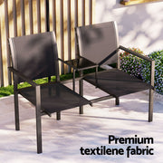 Gardeon Outdoor Garden Bench Seat Chair Table Loveseat Patio Furniture Park GB-TEX-TABLE-BK