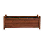 Green Fingers Garden Bed Wooden Planter Box Raised Container Growing 90x30x33cm Brown GB-WOOD-BOX-90-DB