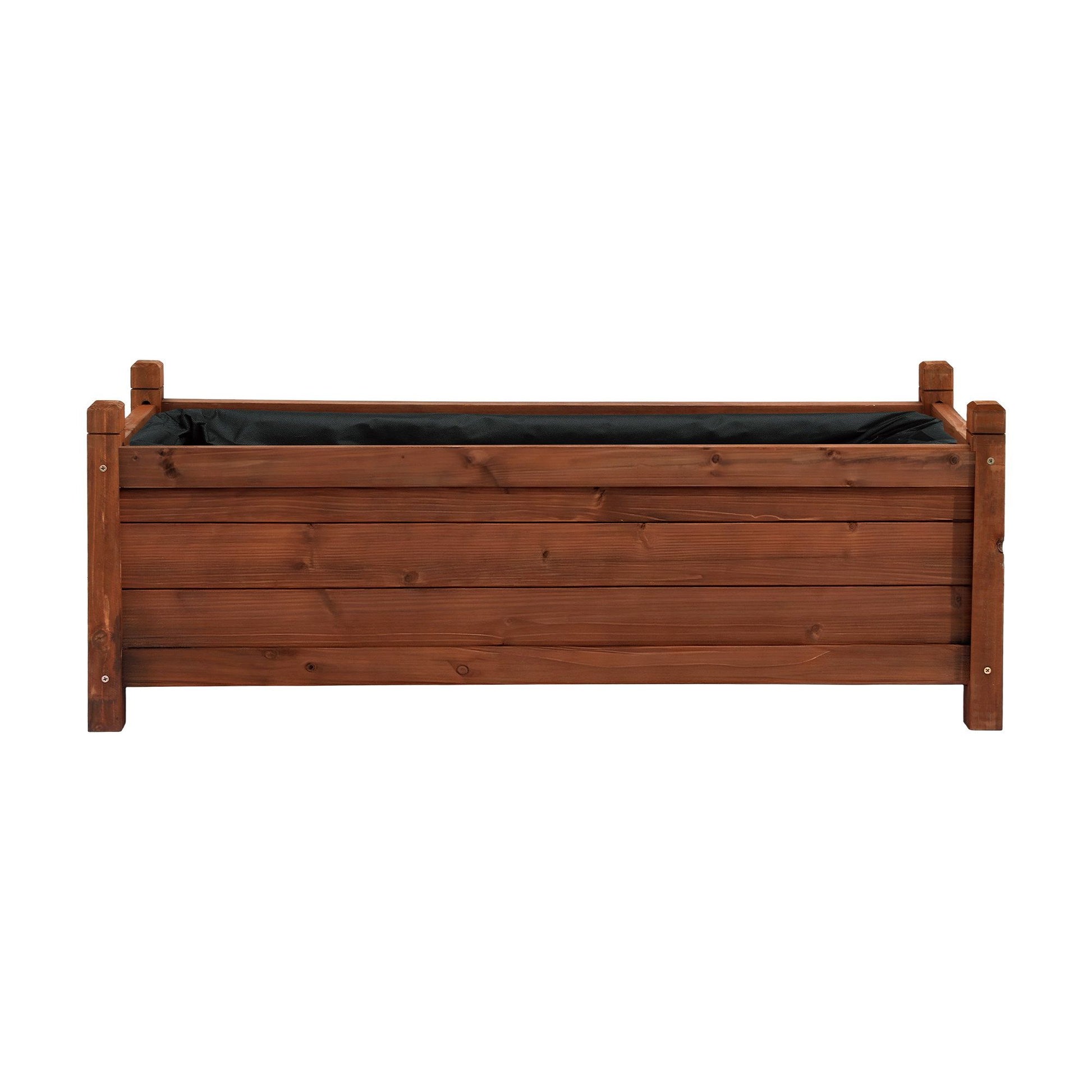 Green Fingers Garden Bed Wooden Planter Box Raised Container Growing 90x30x33cm Brown GB-WOOD-BOX-90-DB