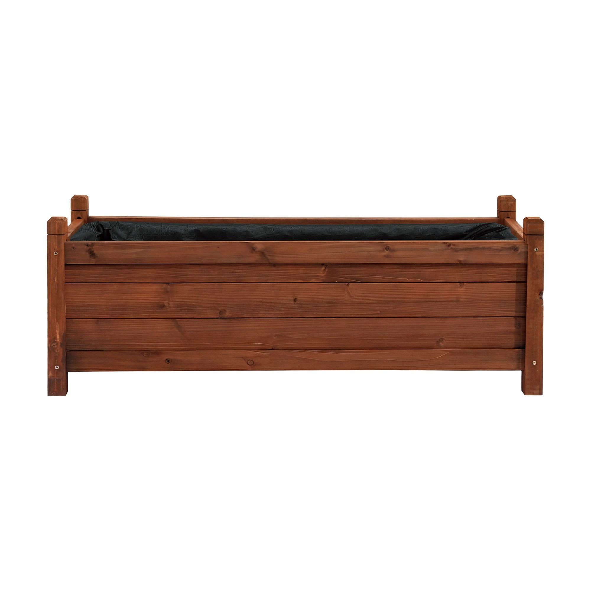 Green Fingers Garden Bed Wooden Planter Box Raised Container Growing 90x30x33cm Brown GB-WOOD-BOX-90-DB