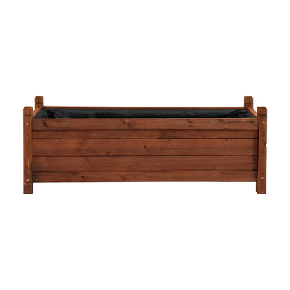Green Fingers Garden Bed Wooden Planter Box Raised Container Growing 90x30x33cm Brown GB-WOOD-BOX-90-DB