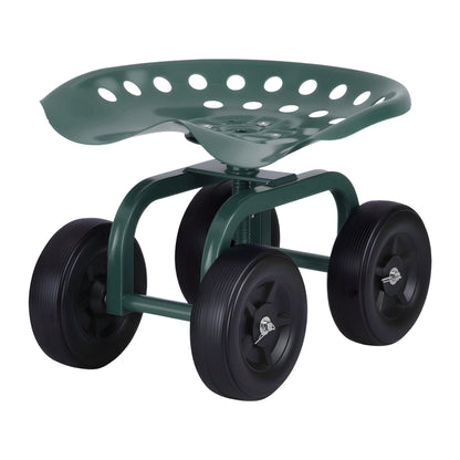 Gardeon Garden Seat 360 Swivel Rolling Adjustable Height Work Scooter Cart Wheels Heavy Duty 150kg GCT-ADJUST-360-GE
