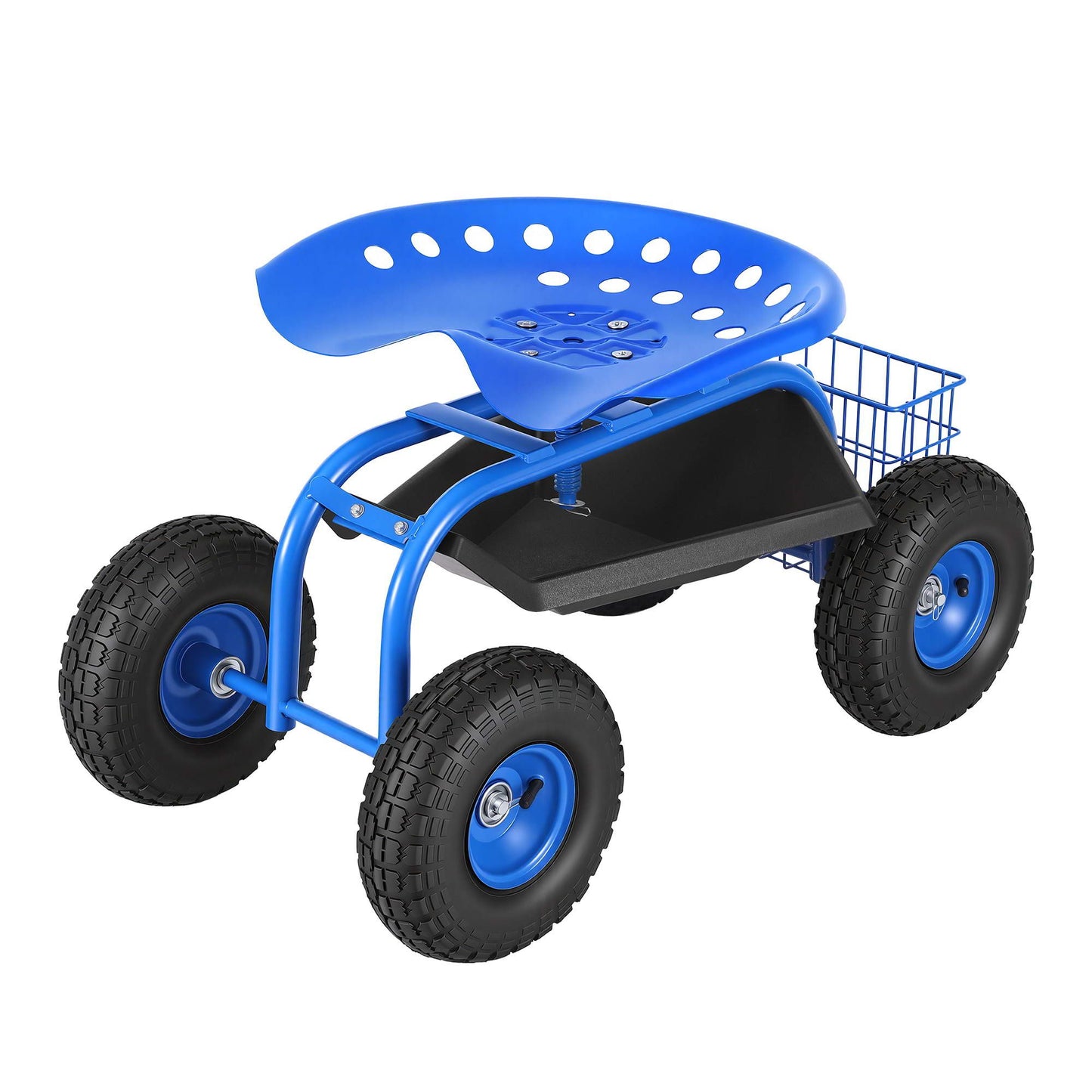 Gardeon Garden Seat with Wheels 360 Swivel Adjustable Height Rolling Stool 150kg GCT-BSK-360-BL