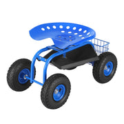 Gardeon Garden Seat with Wheels 360 Swivel Adjustable Height Rolling Stool 150kg GCT-BSK-360-BL