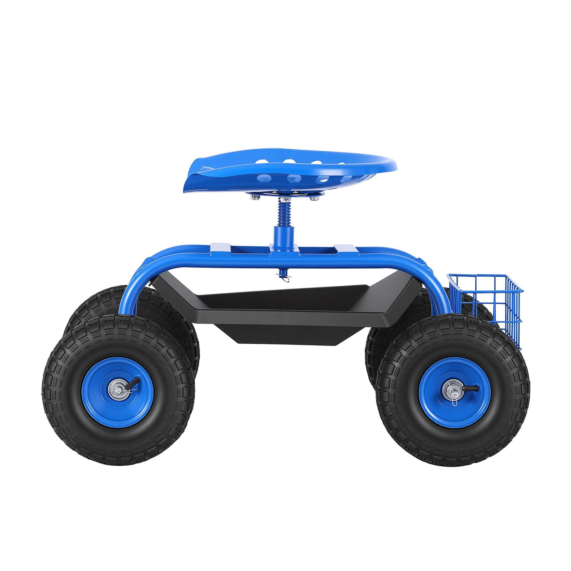 Gardeon Garden Seat with Wheels 360 Swivel Adjustable Height Rolling Stool 150kg GCT-BSK-360-BL