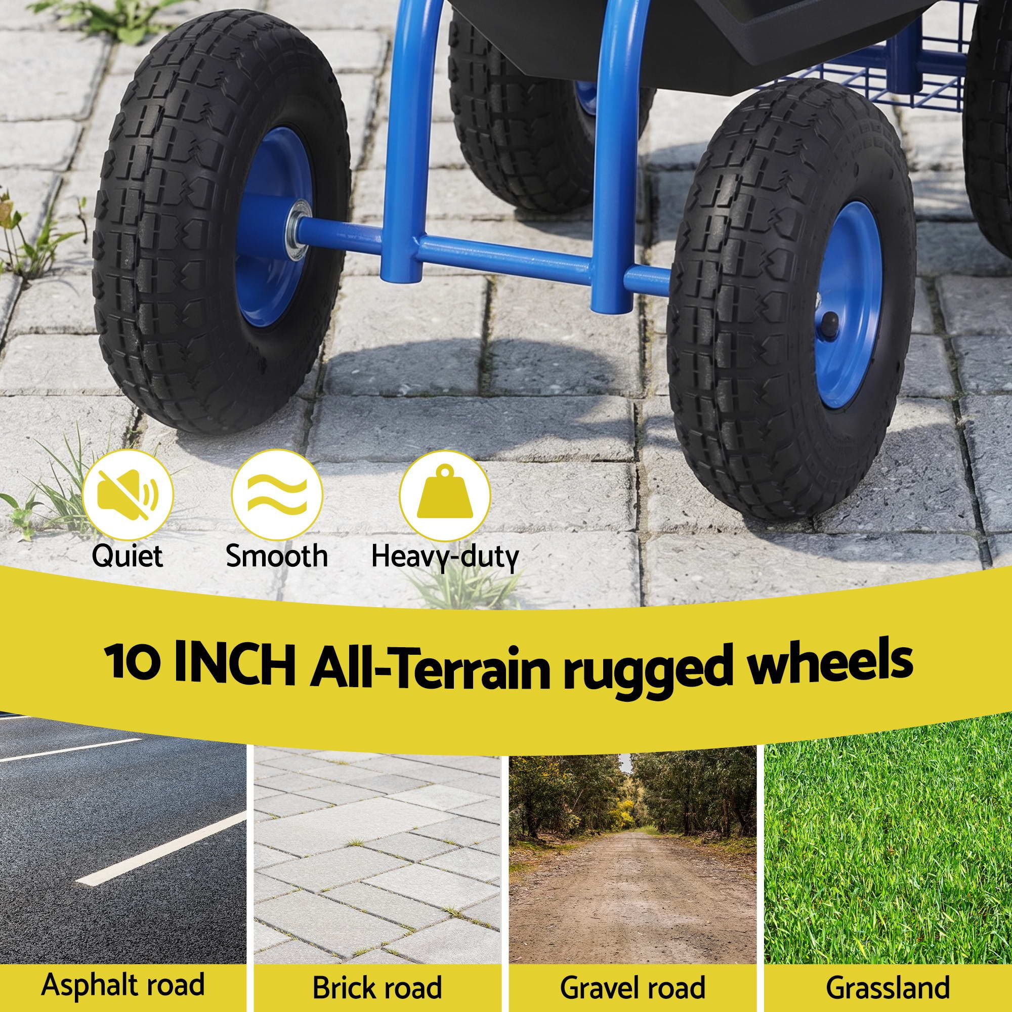 Gardeon Garden Seat with Wheels 360 Swivel Adjustable Height Rolling Stool 150kg GCT-BSK-360-BL