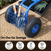Gardeon Garden Seat with Wheels 360 Swivel Adjustable Height Rolling Stool 150kg GCT-BSK-360-BL