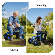 Gardeon Garden Seat with Wheels 360 Swivel Adjustable Height Rolling Stool 150kg GCT-BSK-360-BL