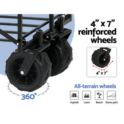 Gardeon Garden Cart Folding 120kg Trolley Camping Wagon Barrow Outdoor Beach GCT-FABRIC-120KG-NA