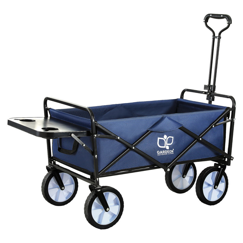 Gardeon Garden Cart with Cup Holders Blue GCT-FABRIC-CUP-120KG-DNV