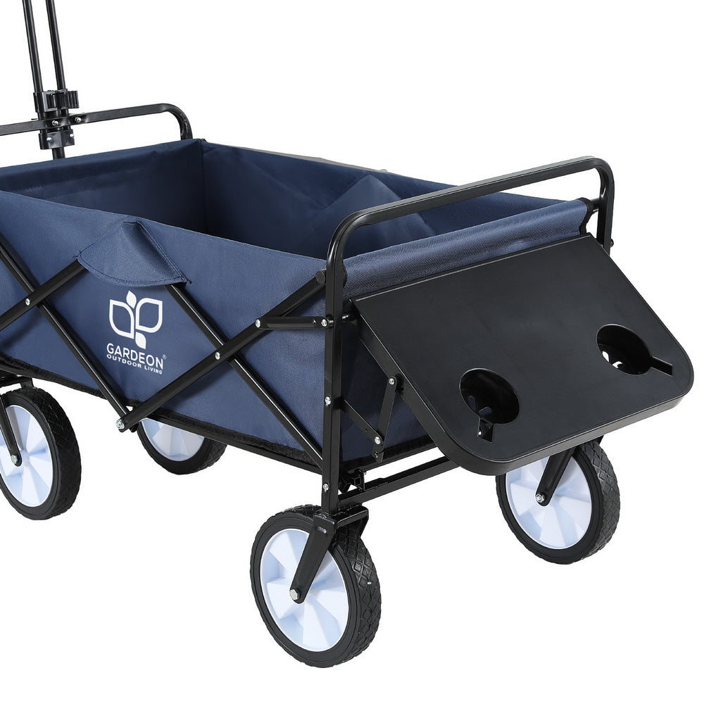 Gardeon Garden Cart with Cup Holders Blue GCT-FABRIC-CUP-120KG-DNV