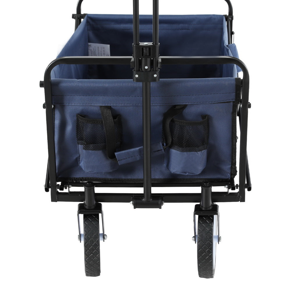 Gardeon Garden Cart with Cup Holders Blue GCT-FABRIC-CUP-120KG-DNV