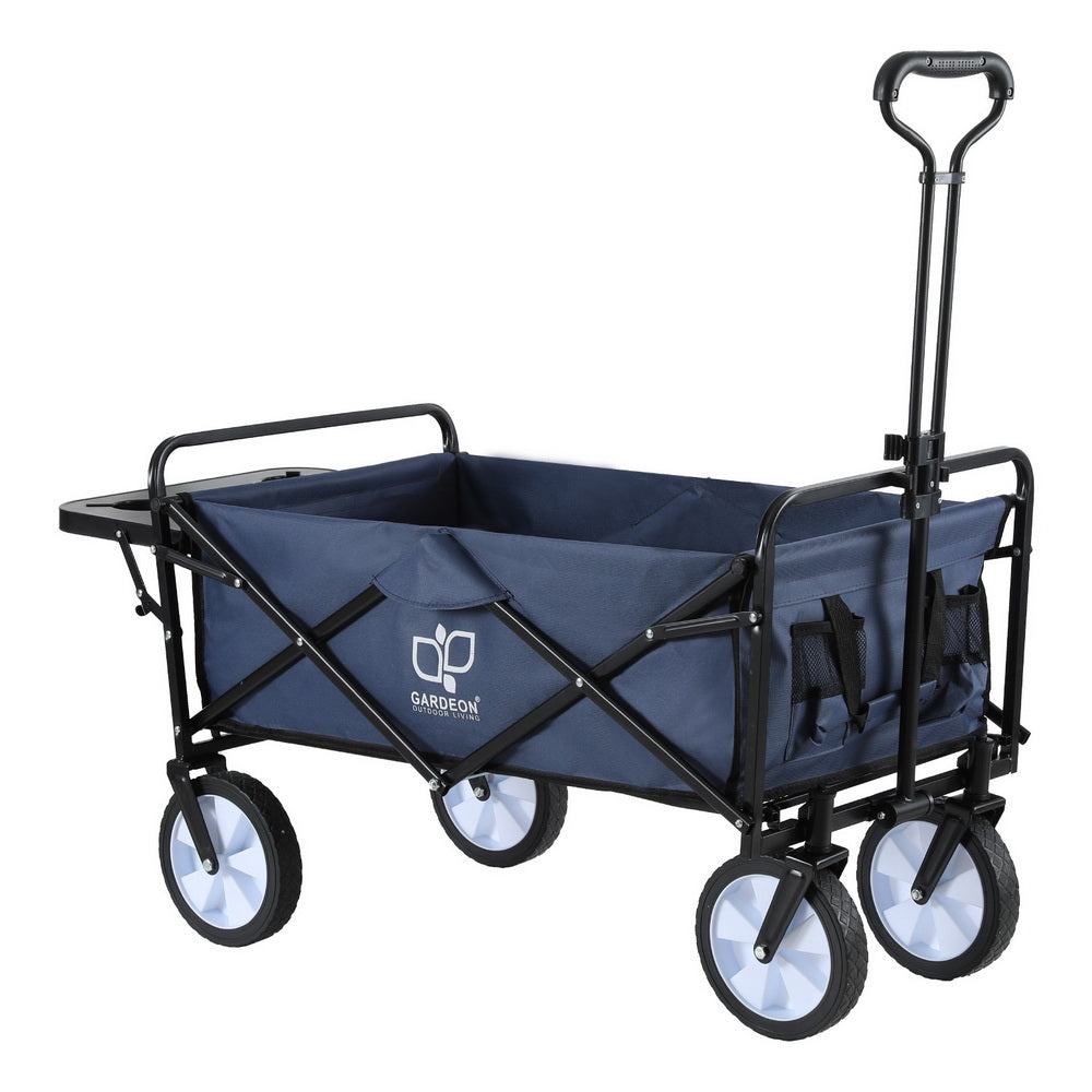 Gardeon Garden Cart with Cup Holders Blue GCT-FABRIC-CUP-120KG-DNV