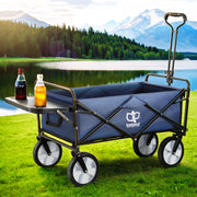 Gardeon Garden Cart with Cup Holders Blue GCT-FABRIC-CUP-120KG-DNV