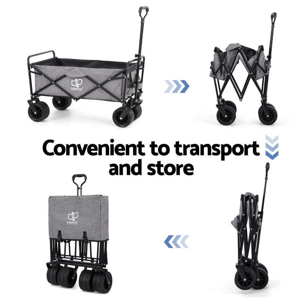 Gardeon Garden Cart with Cargo Net Grey GCT-FABRIC-NET-120KG-GY