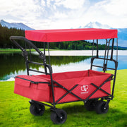 Gardeon Garden Cart with Removable Canopy Red GCT-FABRIC-ROOF-120KG-RD