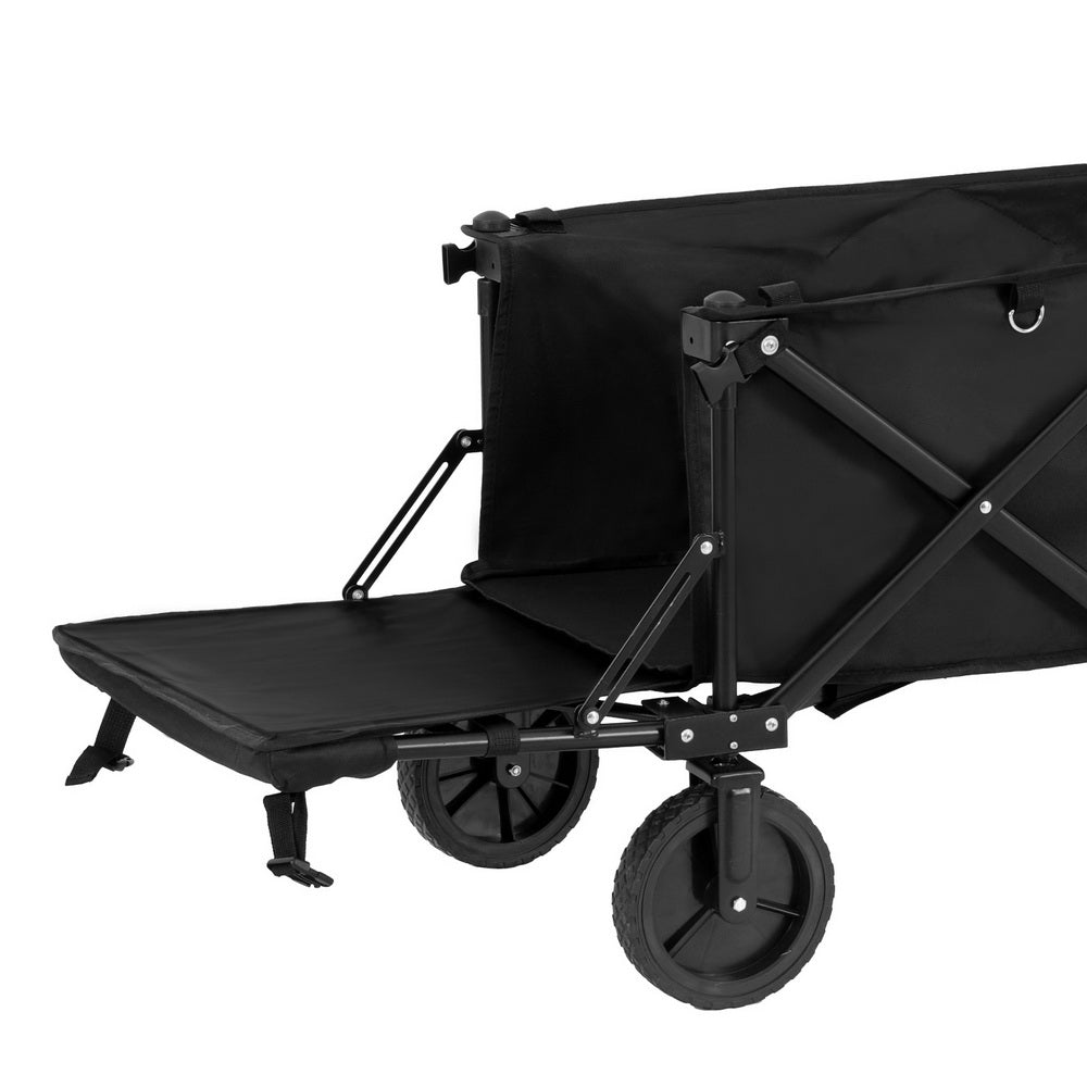 Gardeon Garden Cart with Opening Rear Black GCT-FABRIC-SIDE-120KG-BK