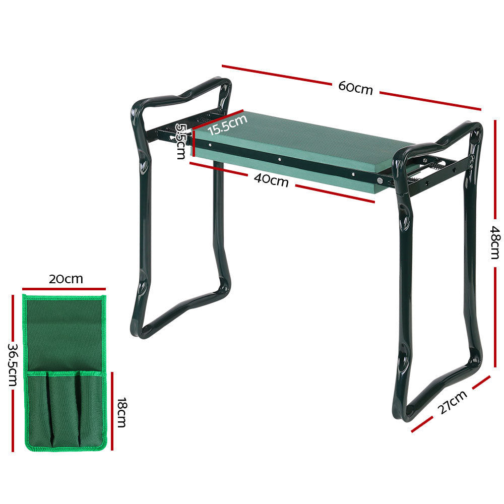 Gardeon Garden Kneeler 3-in-1 Padded Seat Stool Outdoor Bench Knee Pad Foldable GCT-KNEELER-150KG-GN
