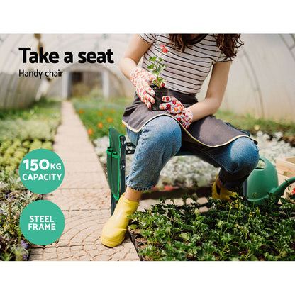 Gardeon Garden Kneeler 3-in-1 Padded Seat Stool Outdoor Bench Knee Pad Foldable GCT-KNEELER-150KG-GN
