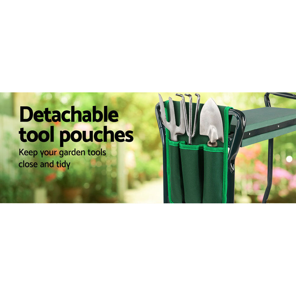 Gardeon Garden Kneeler 3-in-1 Padded Seat Stool Outdoor Bench Knee Pad Foldable GCT-KNEELER-150KG-GN