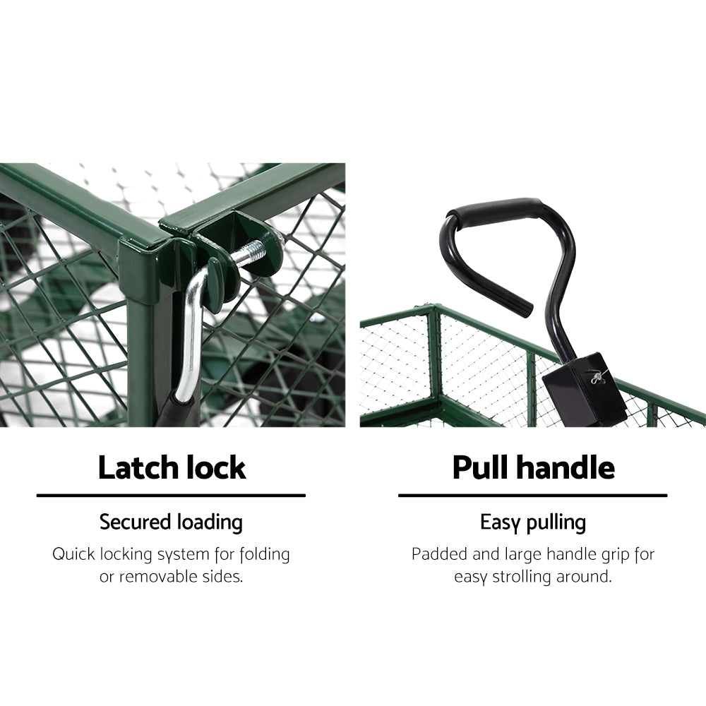 Gardeon Mesh Garden Steel Cart - Green GCT-MESH-360KG-GN