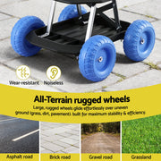 Gardeon Garden Cart Seat with Wheels, Rolling Work Stool with Tool Storage Tray, 440lbs (200kg) Heavy Duty GCT-SEAT-200KG-BL