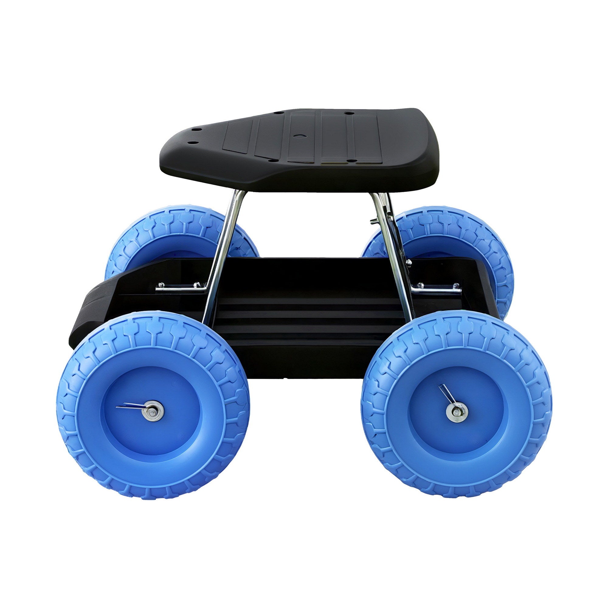 Gardeon Garden Cart Seat with Wheels, Rolling Work Stool with Tool Storage Tray, 440lbs (200kg) Heavy Duty GCT-SEAT-200KG-BL