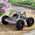 Gardeon Garden Cart Seat with Wheels, Rolling Work Stool with Tool Storage Tray, 440lbs (200kg) Heavy Duty GCT-SEAT-200KG-GY