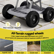 Gardeon Garden Cart Seat with Wheels, Rolling Work Stool with Tool Storage Tray, 440lbs (200kg) Heavy Duty GCT-SEAT-200KG-GY