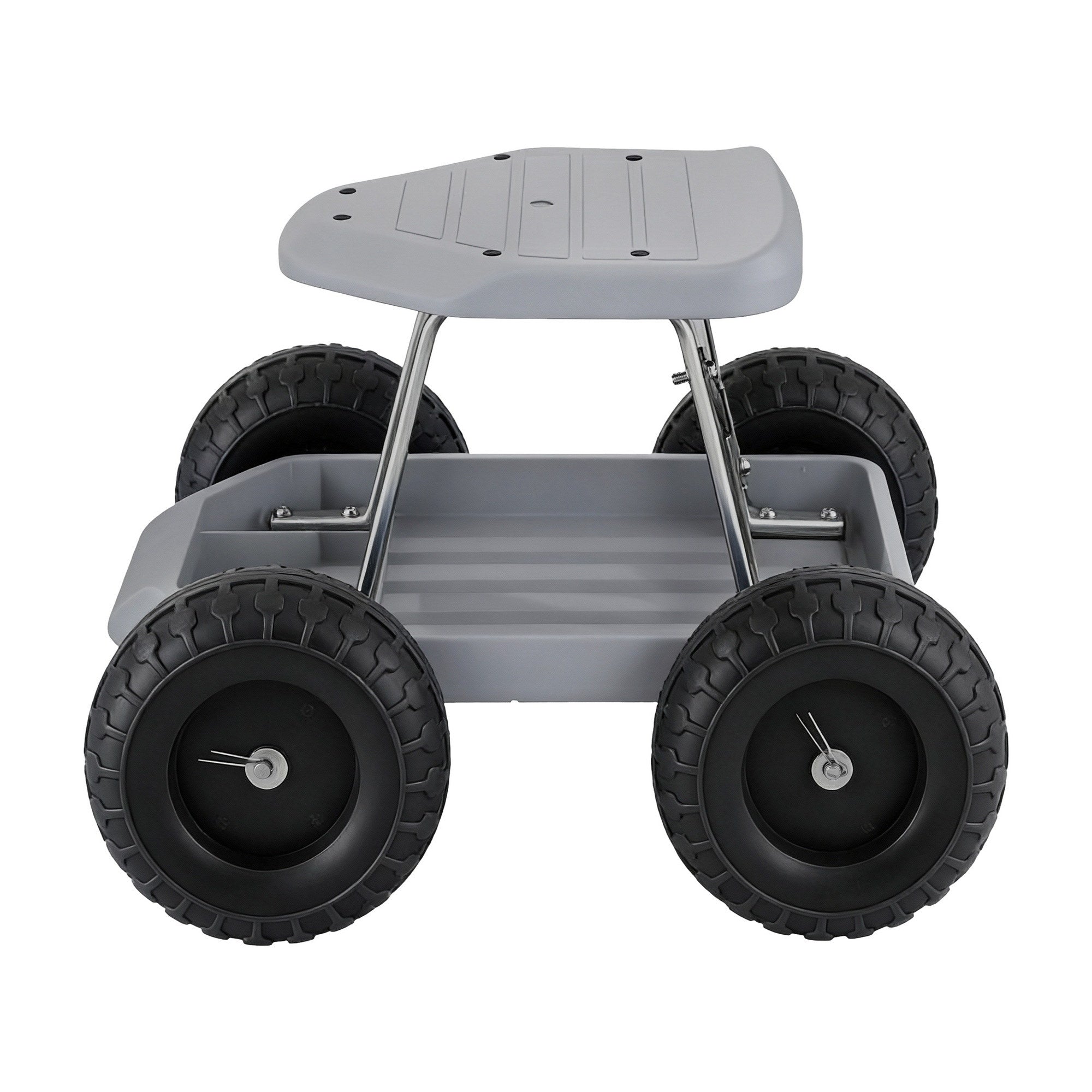 Gardeon Garden Cart Seat with Wheels, Rolling Work Stool with Tool Storage Tray, 440lbs (200kg) Heavy Duty GCT-SEAT-200KG-GY