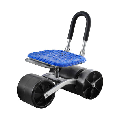 Gardeon Garden Stool Seat Foldable with Wheels Blue GCT-STEEL-130KG-BL