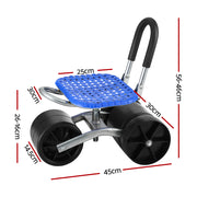 Gardeon Garden Stool Seat Foldable with Wheels Blue GCT-STEEL-130KG-BL
