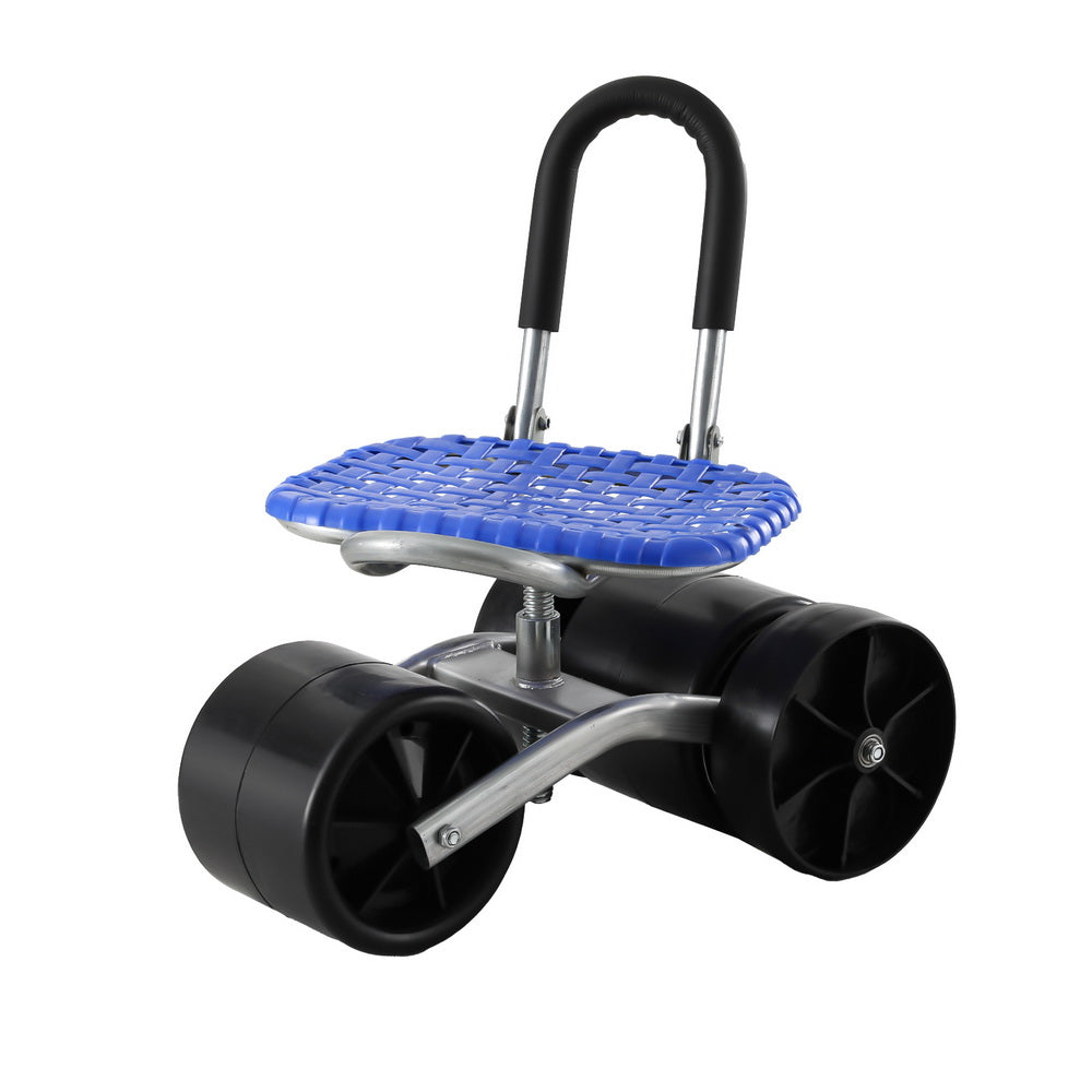 Gardeon Garden Stool Seat Foldable with Wheels Blue GCT-STEEL-130KG-BL