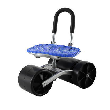 Gardeon Garden Stool Seat Foldable with Wheels Blue GCT-STEEL-130KG-BL