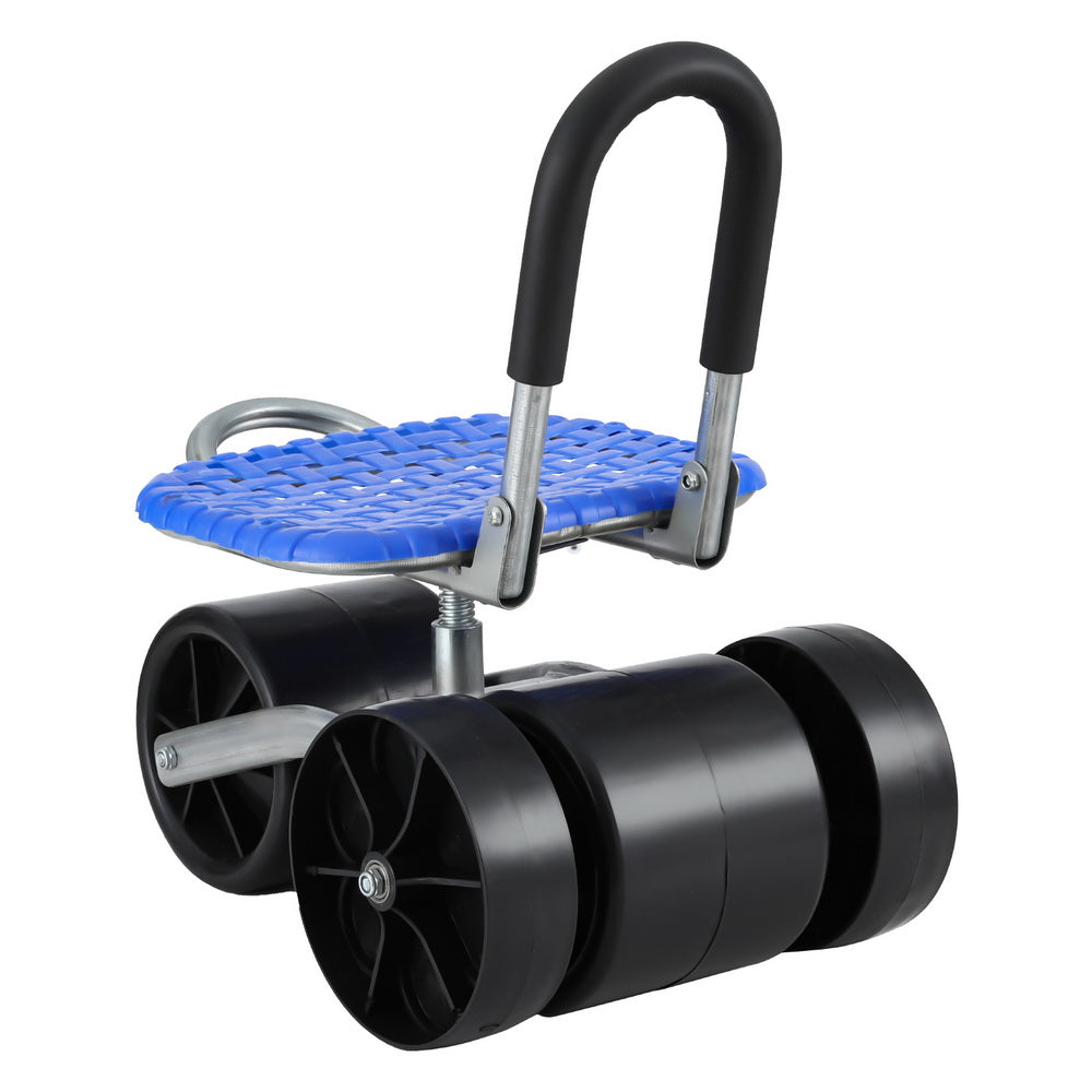 Gardeon Garden Stool Seat Foldable with Wheels Blue GCT-STEEL-130KG-BL