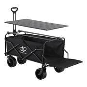 Gardeon Folding Camping Wagon Heavy Duty Utility Cart with Tailgate Table 150L GCT-W-TABLE-86-BK
