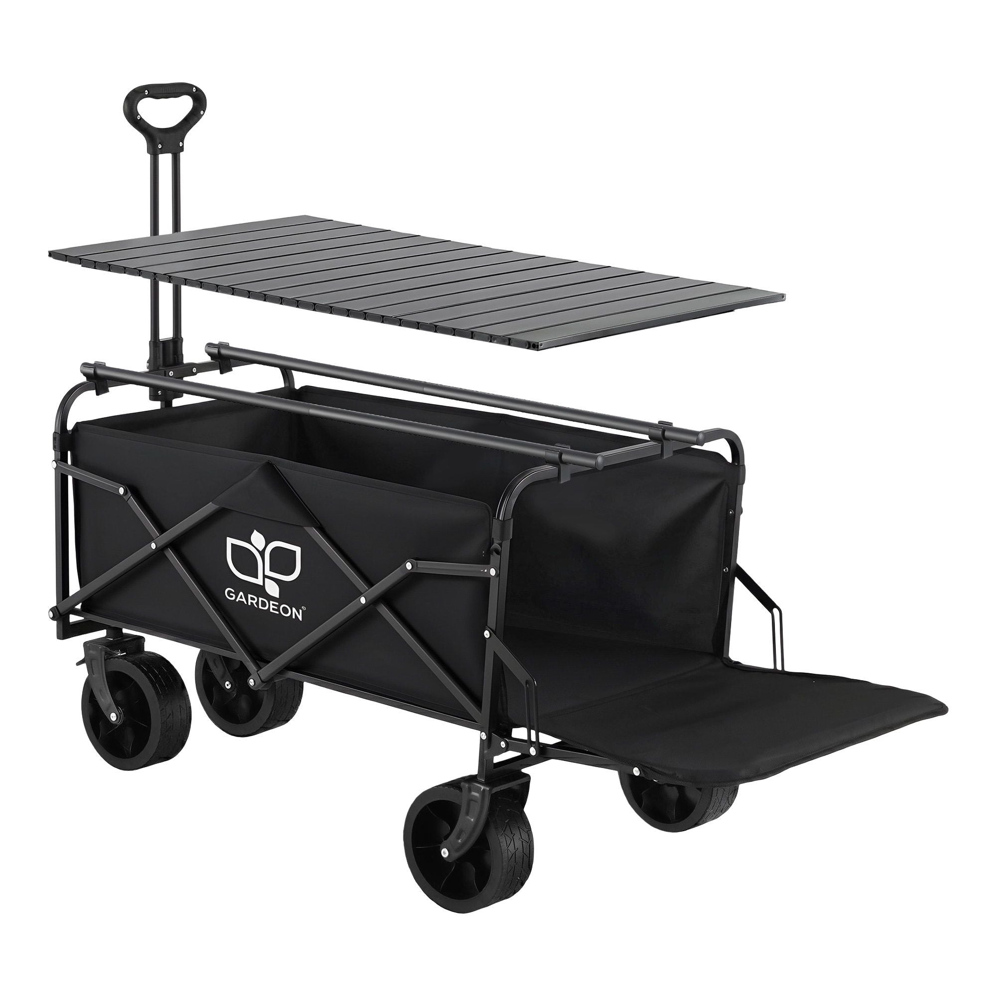 Gardeon Folding Camping Wagon Heavy Duty Utility Cart with Tailgate Table 150L GCT-W-TABLE-86-BK