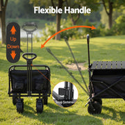 Gardeon Folding Camping Wagon Heavy Duty Utility Cart with Tailgate Table 150L GCT-W-TABLE-86-BK
