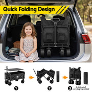 Gardeon Folding Camping Wagon Heavy Duty Utility Cart with Tailgate Table 150L GCT-W-TABLE-86-BK