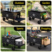 Gardeon Folding Camping Wagon Heavy Duty Utility Cart with Tailgate Table 150L GCT-W-TABLE-86-BK