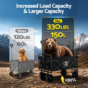 Gardeon Folding Camping Wagon Heavy Duty Utility Cart with Tailgate Table 150L GCT-W-TABLE-86-BK