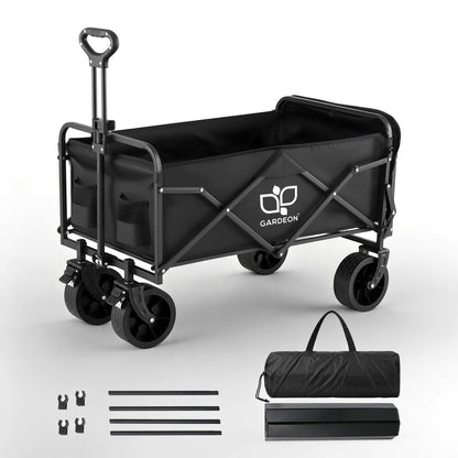 Gardeon Folding Camping Wagon Heavy Duty Utility Cart with Tailgate Table 150L GCT-W-TABLE-86-BK