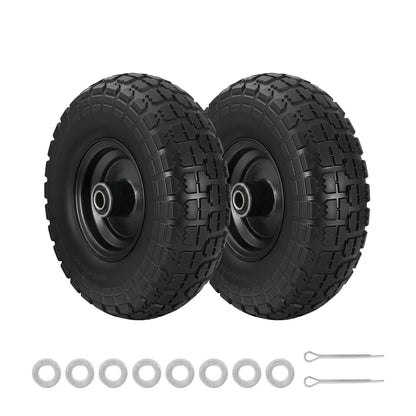 Gardeon 2pcs, 4.10/3.50-4 Tire And Wheel Flat Free, 26cm Solid Rubber Tires with 5/8 Axle Bore Hole And GCT-WHEEL-1SET-BK