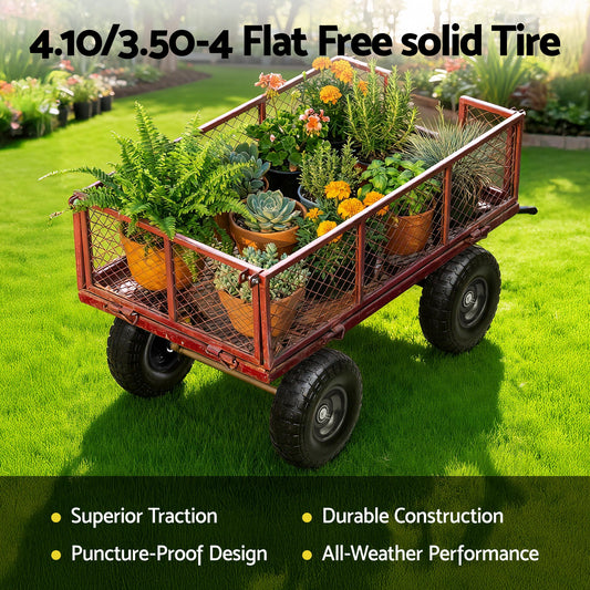 Gardeon 2pcs, 4.10/3.50-4 Tire And Wheel Flat Free, 26cm Solid Rubber Tires with 5/8 Axle Bore Hole And GCT-WHEEL-1SET-BK
