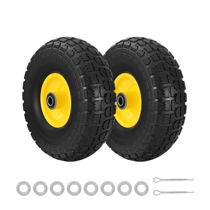 Gardeon 2pcs, 4.10/3.50-4 Tire And Wheel Flat Free, 26cm Solid Rubber Tires with 5/8 Axle Bore Hole And GCT-WHEEL-1SET-YE