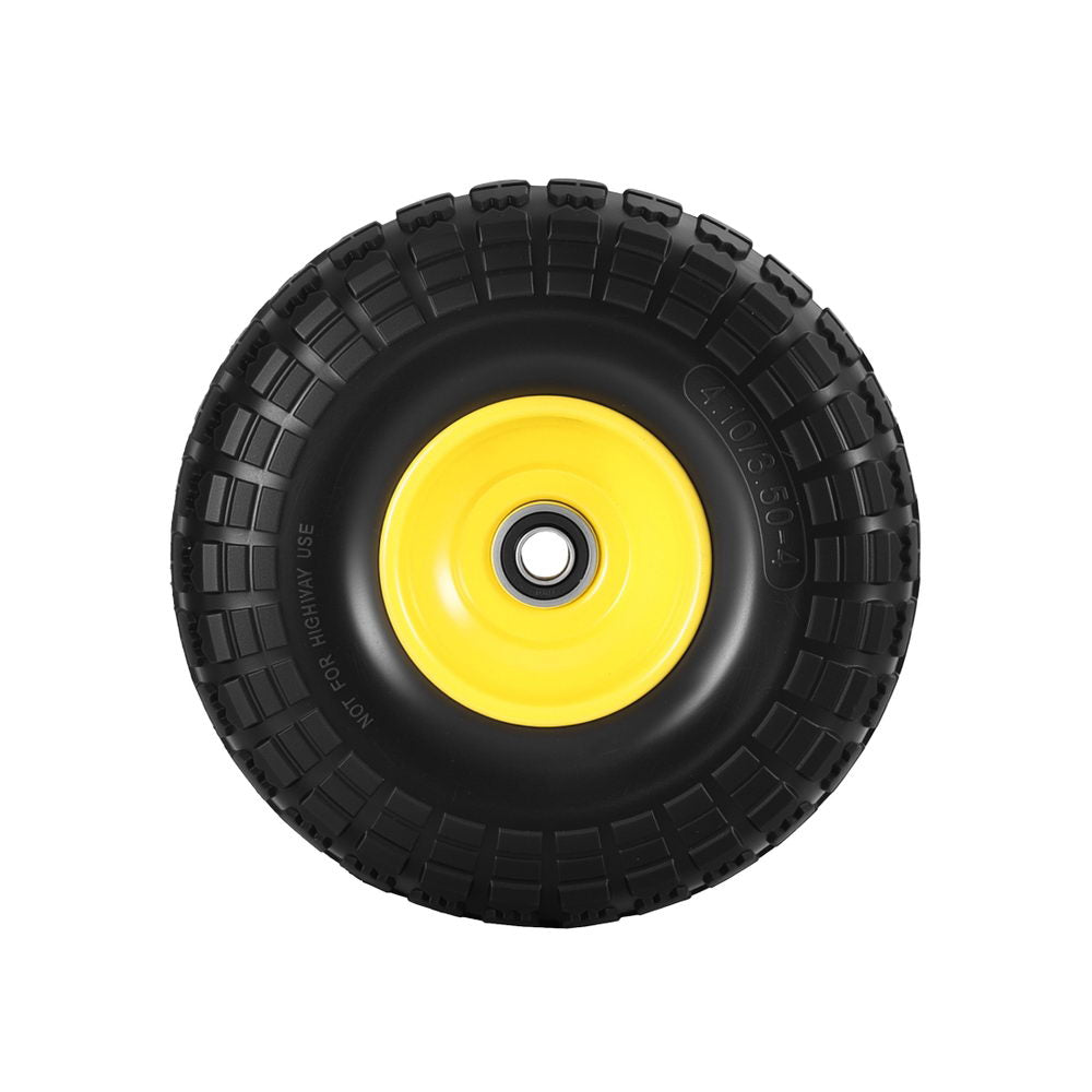 Gardeon 2pcs, 4.10/3.50-4 Tire And Wheel Flat Free, 26cm Solid Rubber Tires with 5/8 Axle Bore Hole And GCT-WHEEL-1SET-YE