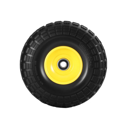Gardeon 2pcs, 4.10/3.50-4 Tire And Wheel Flat Free, 26cm Solid Rubber Tires with 5/8 Axle Bore Hole And GCT-WHEEL-1SET-YE