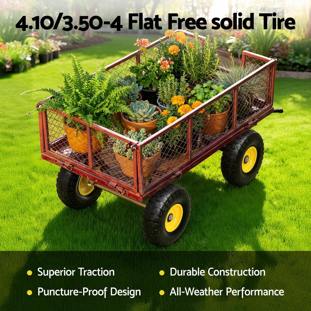Gardeon 2pcs, 4.10/3.50-4 Tire And Wheel Flat Free, 26cm Solid Rubber Tires with 5/8 Axle Bore Hole And GCT-WHEEL-1SET-YE