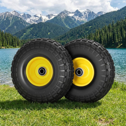 Gardeon 2pcs, 4.10/3.50-4 Tire And Wheel Flat Free, 26cm Solid Rubber Tires with 5/8 Axle Bore Hole And GCT-WHEEL-1SET-YE