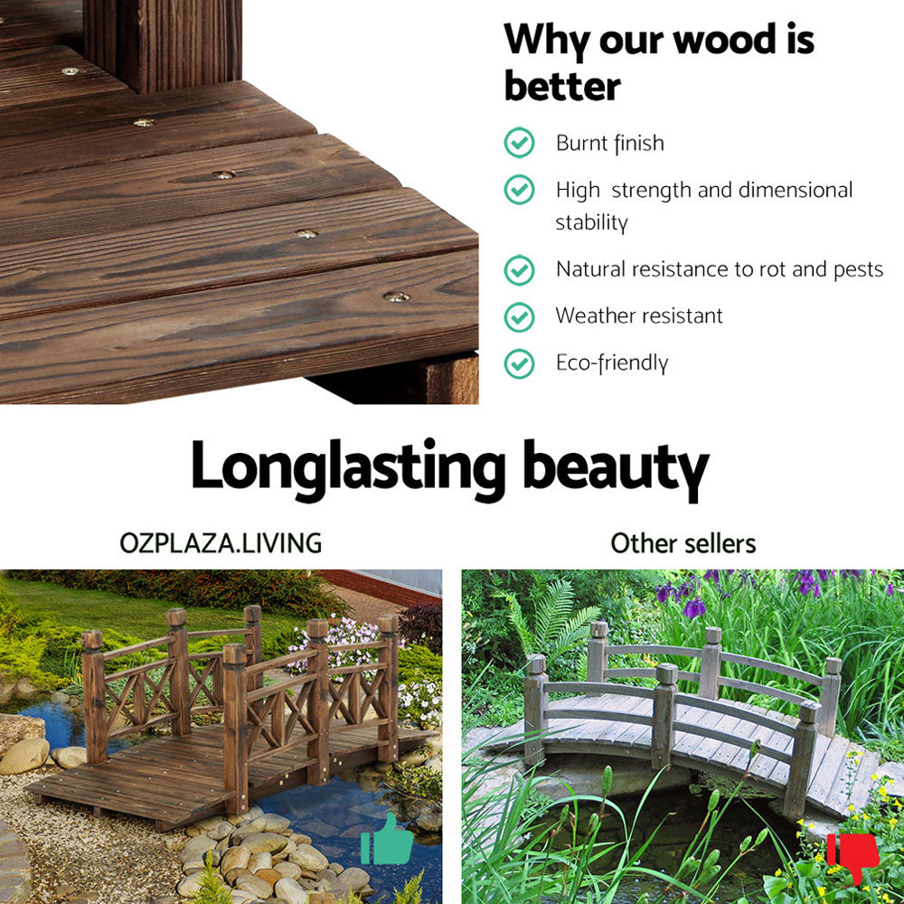 Gardeon Garden Decor Outdoor Ornament Wooden Bridge 150cm GD-BRIDGE-SH2265